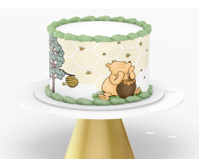 Classic Pooh Bear Cake Topper, Fabric Winnie the Pooh Birthday Cake, H013 