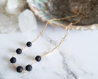 Lava Rock Gold Sterling Necklace