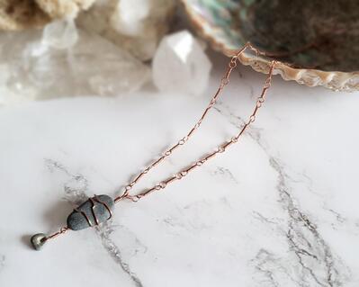 Hagstone and River Rock Copper Necklace