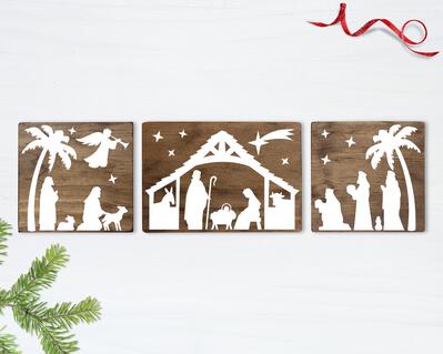 Christmas Manger Scene Signs, 3 piece Nativity set