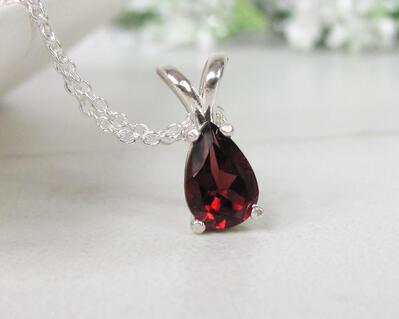Garnet Necklace in Sterling Silver