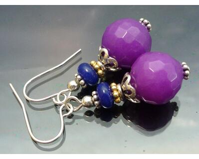 Sterling purple jade earrings