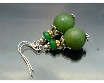Sterling green jade earrings