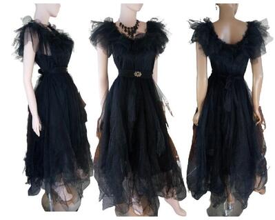 Black Wednesday Addams dance dress. Gothic wedding dress.