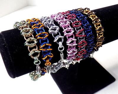 Simple Celtic chainmaille bracelets in anodized aluminum handmade in the USA by RainbowMaille