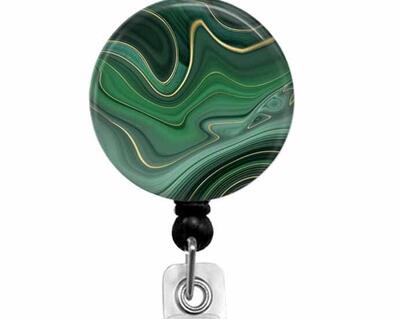 Green and Gold Malachite Badge Reel
