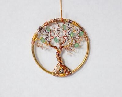 handmade tree of life ornament in autumnal colors with glass beads by RainbowMaille
