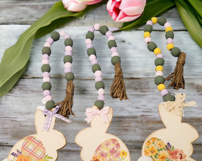 Bunny garlands for a tiered tray with vintage floral prints