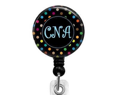 CNA Badge Reel with Polka Dots