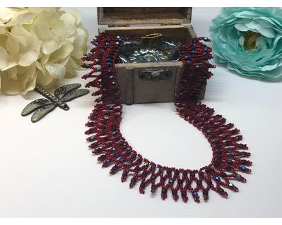 Handmade Red Queen of the Nile Netting Statement Necklace