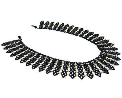 Handmade Black Gold Spike Beadweaving Necklace