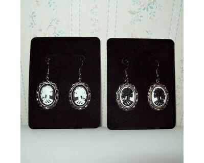Lolita Skull Cameo Earrings, Gunmetal Frames
