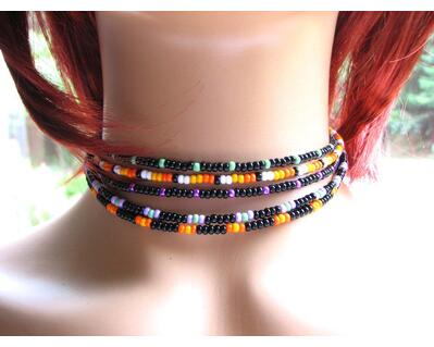 Seed bead choker necklaces