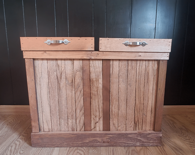 30 Gallon Double-sided Wood Trash Can, Rustic Kitchen Trash Bin