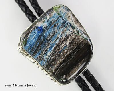 Mohave Blue Turquoise Bolo Tie - Western Bolo Tie -Cowboy Bolo 2024 Tie Necklace - Sterling Silver Bolo Tie