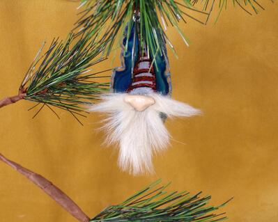 Hand-Painted Blue Agate Gnome Ornament