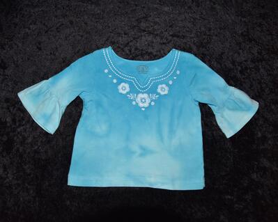 18mo Bell-sleeved Shirt - Turquoise Blue