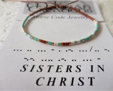 Sisters in Christ Morse Code Bracelet, Friendship Bracelet