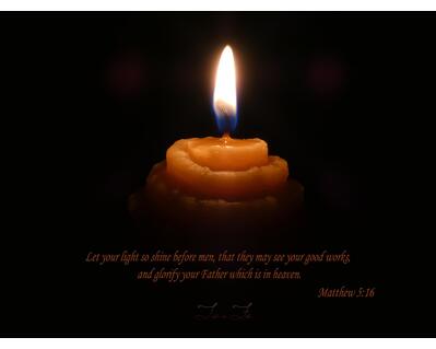 Beeswax Candle Flame Bible Verse Matthew 5:16 Let Your Light So Shine