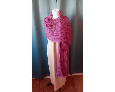 Dropped Stitch Scarf wool blend, mulberry color, knitted women's scarf approximately 90"x18"