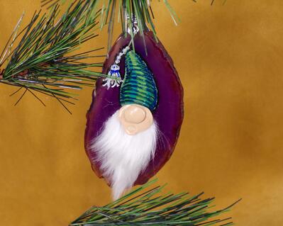 Hand-Painted Purple Agate Gnome Ornament