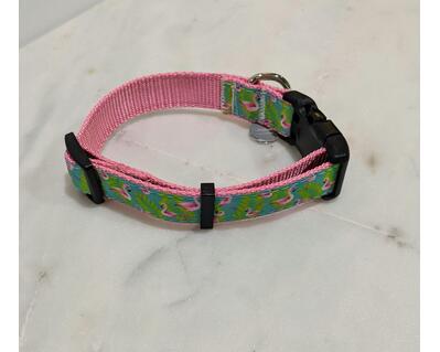 1 inch wide flamingo dog collar in sizes medium and largepi