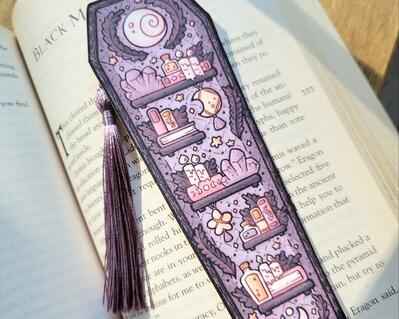 Pink Bookmark With Tassel  Double-Sided Paper Bookmark 1.8 x 5.65