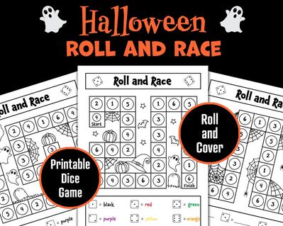 Halloween Roll and Cover Dice Game, Roll and Race