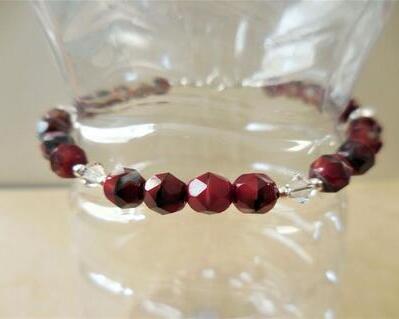 Glass and Crystal Beaded Bracelet
