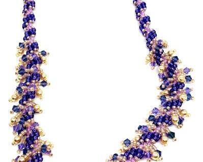 Handmade Purple Pink Shaggy Spiral Beadweaving Necklace