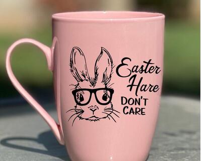 Easter Hare Don't Care Engraved Mug