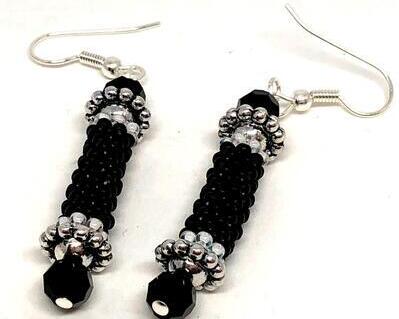 Handmade Black and White Tube Earrings