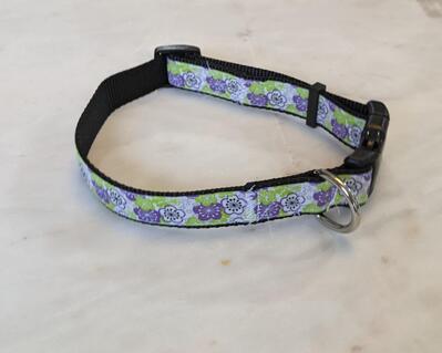 Purple and green floral dog collar