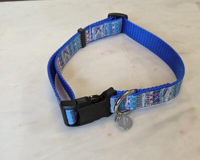 Blues Aztec design dog collar