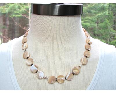Mother of Pearl coin bead necklace