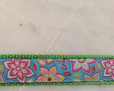 Green and bright flowers dog leash