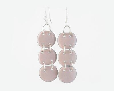 Blush Pink copper enamel articulated earrings with argentium sterling silver earwires