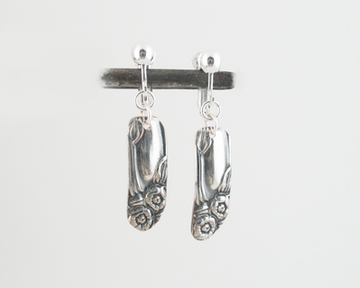 Upcycled Clip On Screw Back non-pierced dangle Earrings