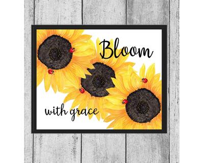 Sunflowers Bloom with Grace Printable Digital Design JPG PNG