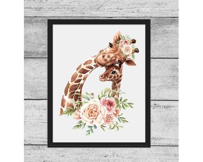 Giraffe Mom Mama and Baby JPG PNG Digital Design Printable