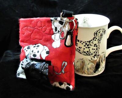 A fur baby favorite unique dog poop bag holder dalmatians paw print quilted bones and hearts on black