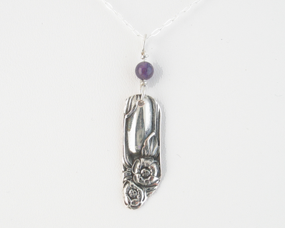 Petite Silver & February Birthstone Amethyst Flower Pendant Necklace