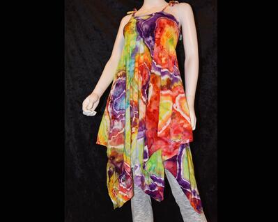 Women's Festival Skirt/Dress - M - Rainbow Geode Pattern