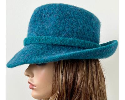 Teal Felted Wool Bucket Hat outlets with 1.5” Brim, Women's Wool Felted Hat