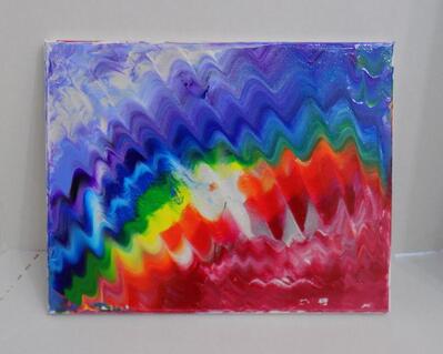 Abstract rainbow original acrylic on canvas painting titled "Squiggles II" by RainbowMaille