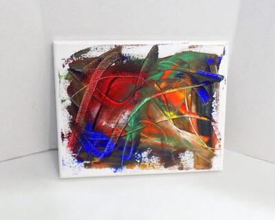 Original small acrylic on canvas abstract one of a kind painting by RainbowMaille