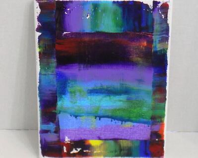 Small 8" x 10" abstract wall art, original acrylic on canvas painting titled "Boxed" by RainbowMaille