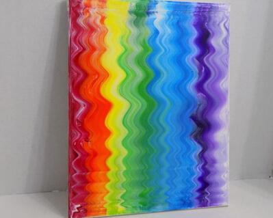 Acrylic rainbow "wiggles" painting, original one of a kind acrylic on 11" x 14" canvas rainbow wall art by RainbowMaille