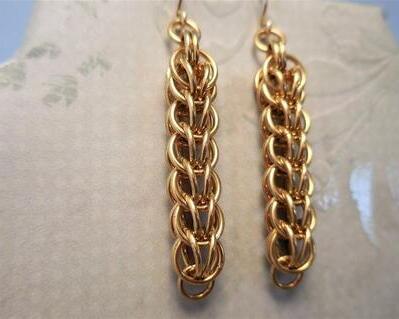 Brass Chainmail Earrings Weave