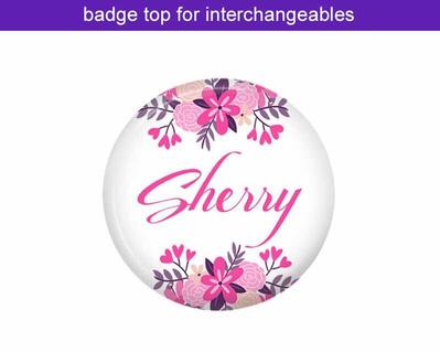Pink floral badge top of interchangeables